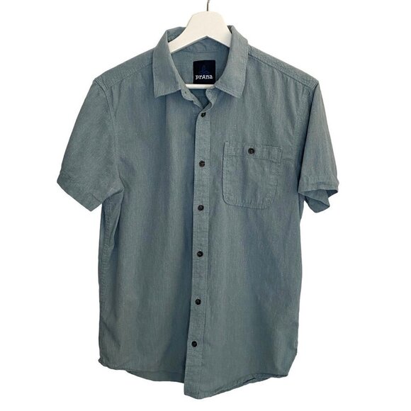 PRANA JAFFRA SHORT SLEEVE BUTTON FRONT SHIRT MEN'S SZ‎ S OUTDOOR GORPCORE HIKING - Picture 1 of 8